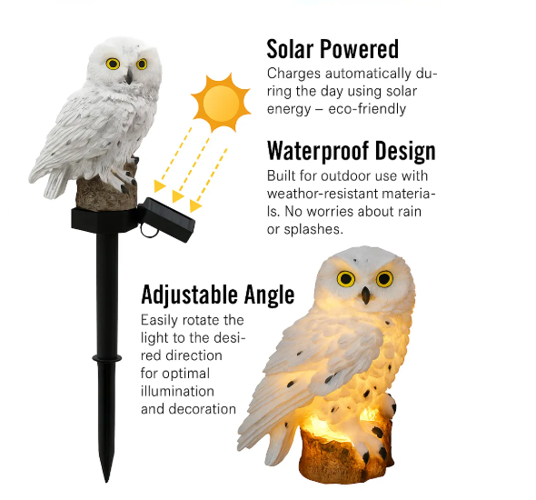 Waterproof solar-powered owl light