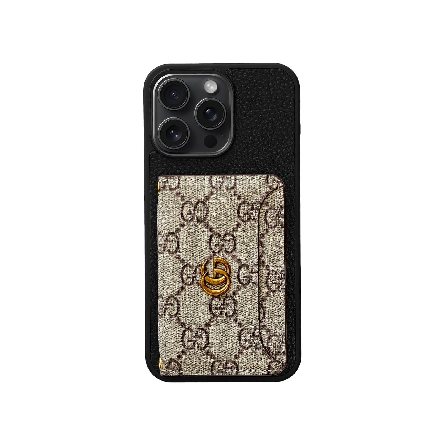 BLACK AND BROWN GG MONOGRAM CARDHOLDER FULLY COVERED