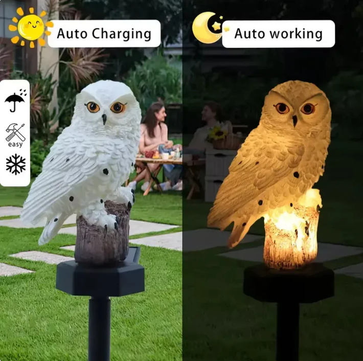 Waterproof solar-powered owl light