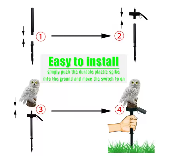 Waterproof solar-powered owl light