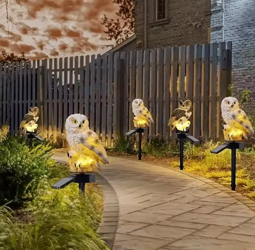 Waterproof solar-powered owl light