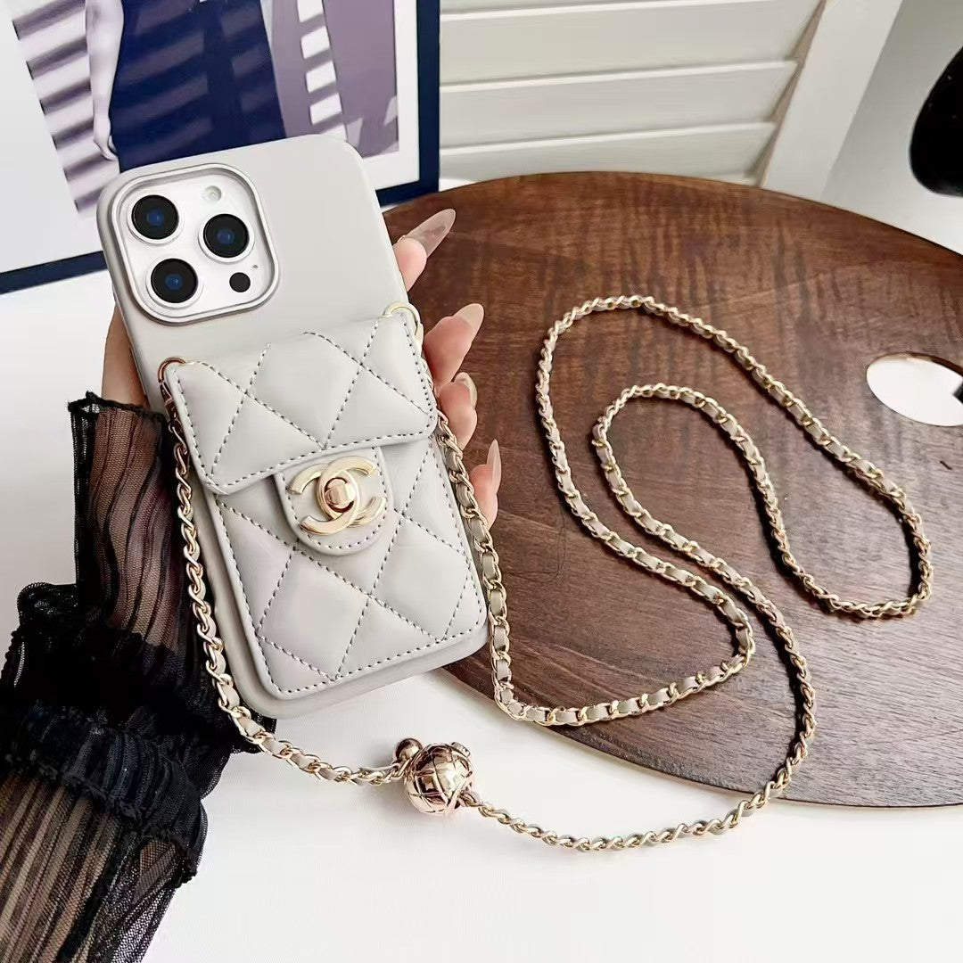 2026Affordable Luxury Lambskin Crossbody Phone Case with Card Slot